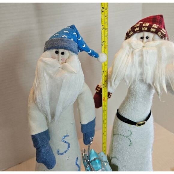 Tall Slender Santa Figurines  Felted Shopping Packages Decorating Tree 17" tall - Picture 9 of 10